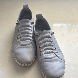 Women's Gray Leather Sneakers